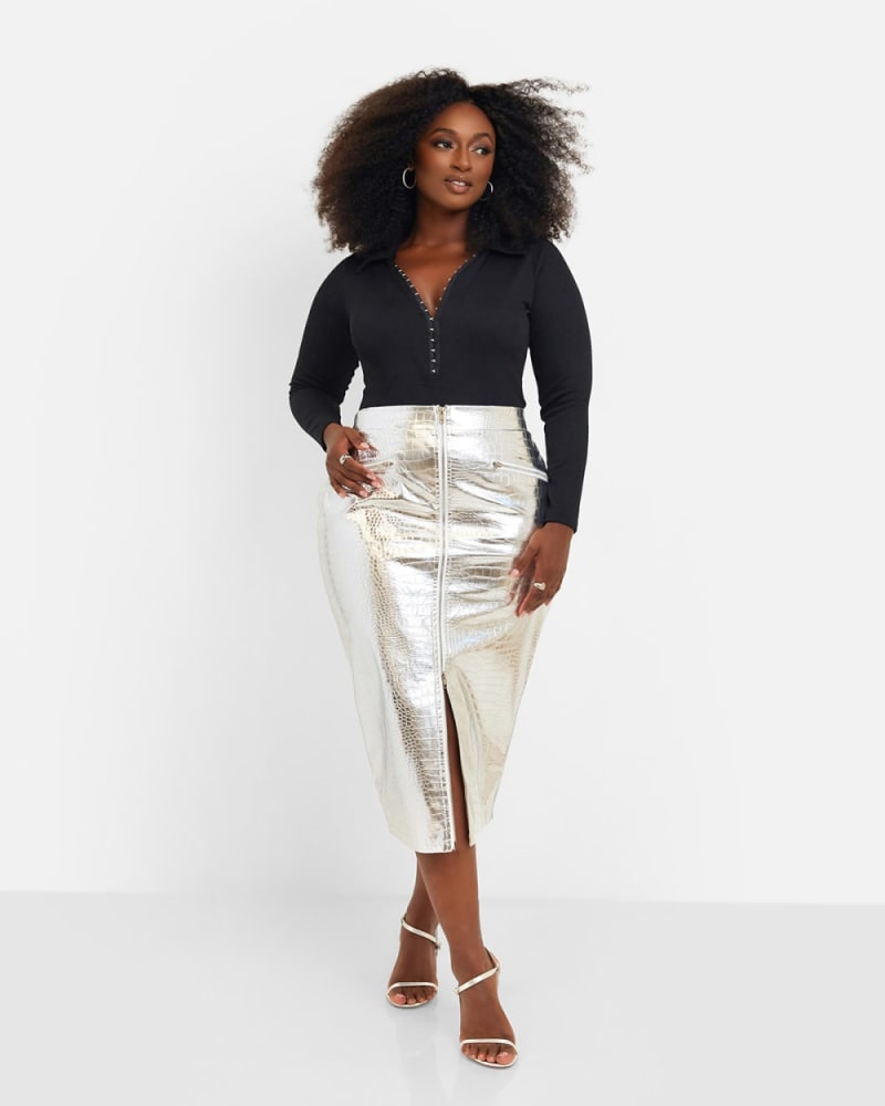 Silver bodycon skirt hotsell